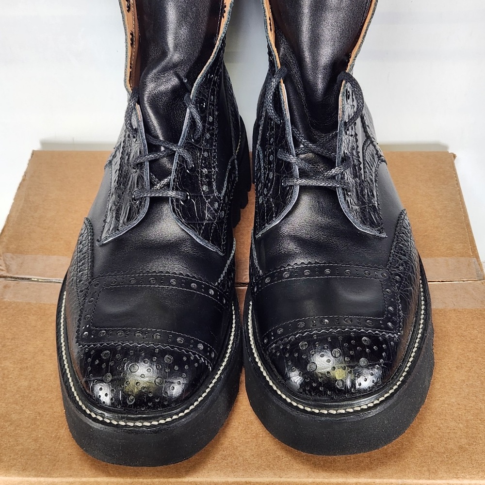 Tricker's Brogue Boots Mens Size 11 Black Two Tone High Leg Todd Snyder 7565/4 - Picture 4 of 10